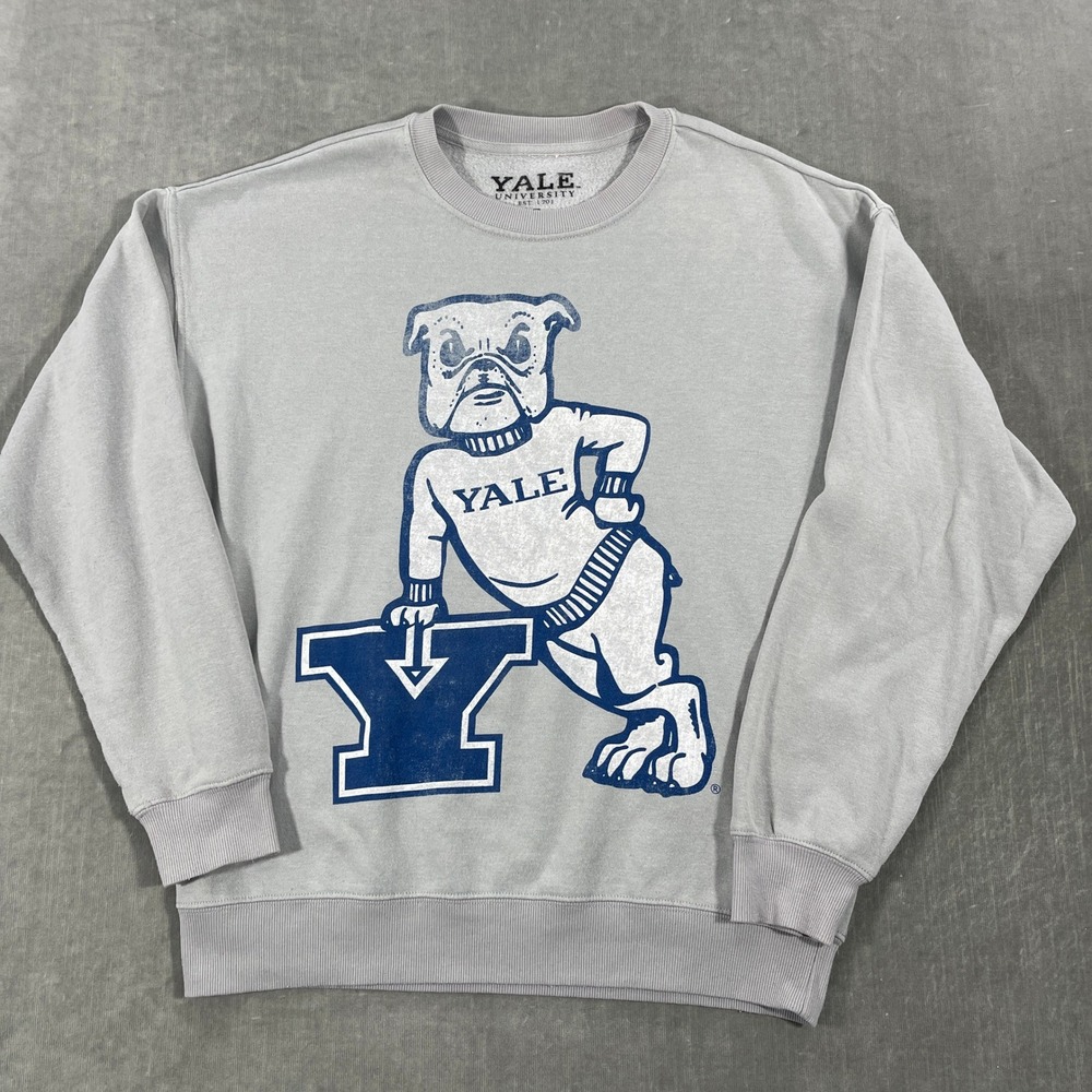 Yale University Bulldog Mens Small Gray‎ Crewneck Sweatshirt
